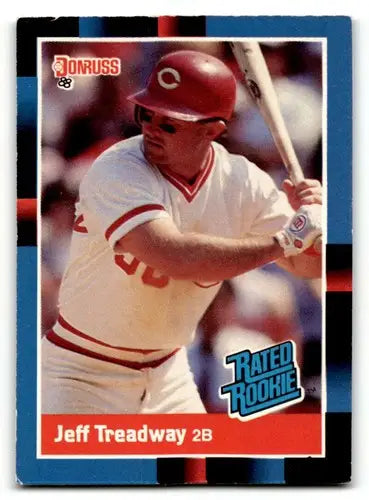 Original gloss Jeff Treadway Cincinnati Reds baseball card from 1988 Donruss Series