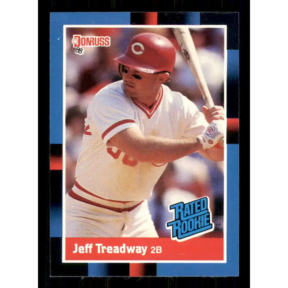 1988 Donruss #29 Jeff Treadway EX RC Rookie Cincinnati Reds Baseball Card Image 1