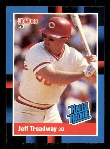 Original gloss of Jeff Treadway 1988 Donruss rookie card featuring Reds player