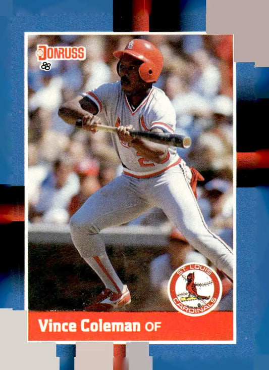 1988 Donruss baseball card featuring Vince Coleman of the St. Louis Cardinals