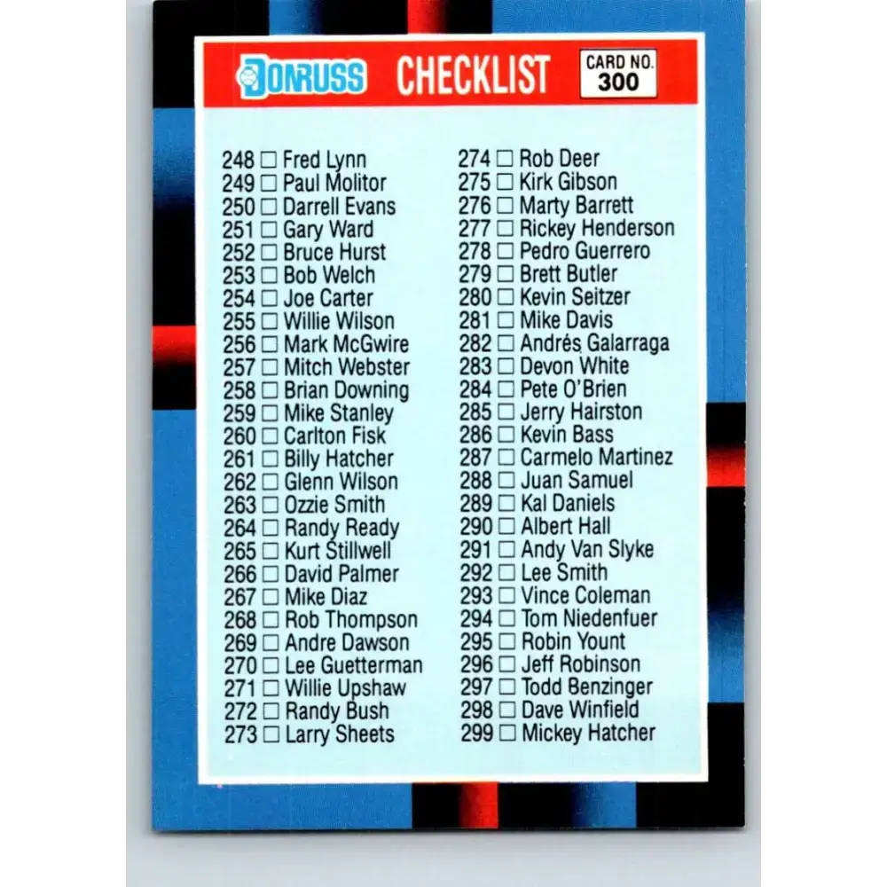 1988 Donruss #300a Checklist 248-357 EX Baseball Card - Baseball Card Single