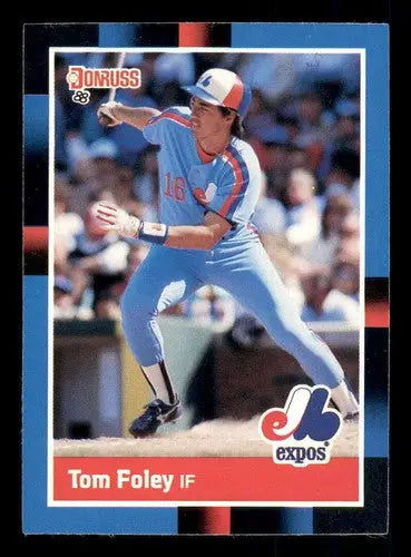 Original gloss 1988 Donruss Tom Foley baseball card featuring Simply Sandoval Expos