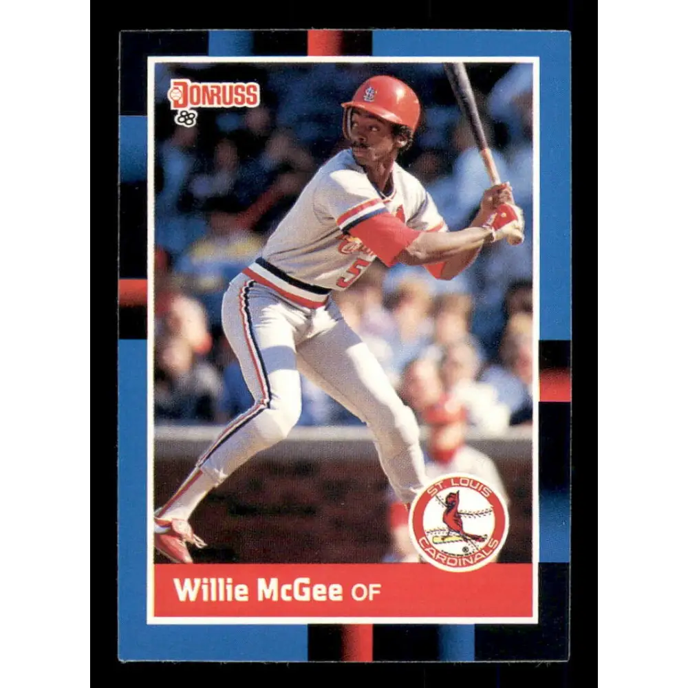 1988 Donruss #307 Willie McGee EX St. Louis Cardinals Baseball Card Image 1