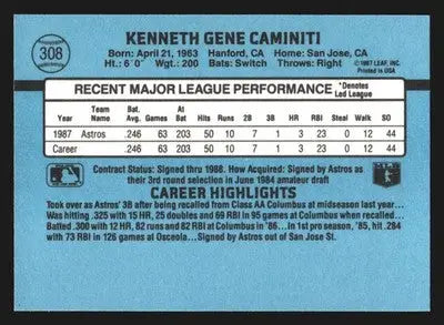 1988 Donruss #308 Ken Caminiti Houston Astros - Baseball Card Single