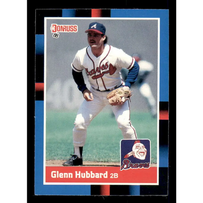1988 Donruss #314 Glenn Hubbard EX Atlanta Braves Baseball Card Image 1