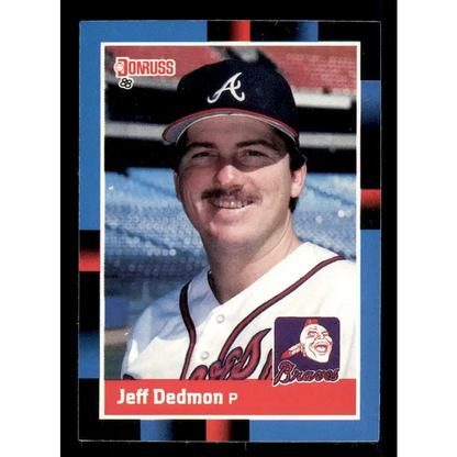 1988 Donruss #325 Jeff Dedmon EX Atlanta Braves Baseball Card Image 1