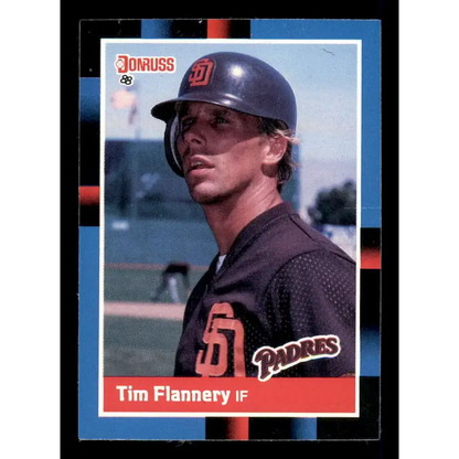 1988 Donruss #328 Tim Flannery EX San Diego Padres Baseball Card Image 1
