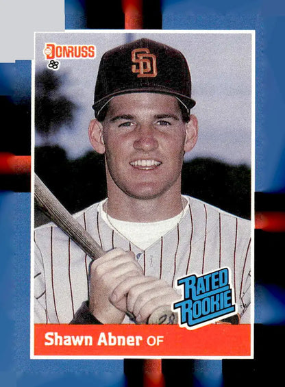 1988 Donruss Shawn Abner baseball card featuring San Diego Padres player