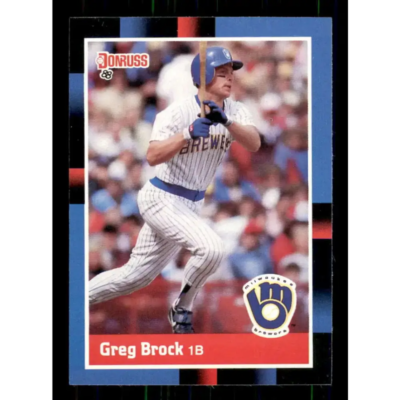 1988 Donruss #337 Greg Brock EX Milwaukee Brewers Baseball Card - Baseball Card Single