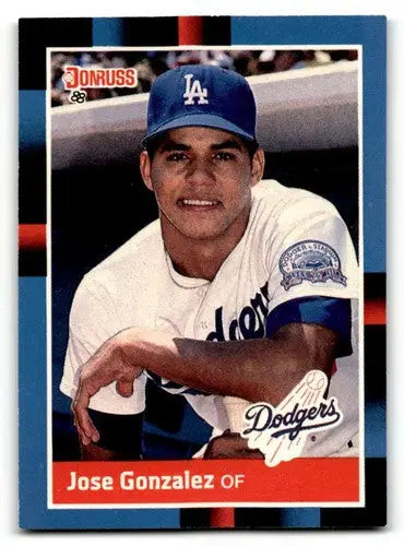 Original gloss Jose Gonzalez Los Angeles Dodgers baseball card from 1988 Donruss series