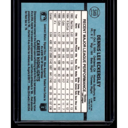 1988 Donruss #349 Dennis Eckersley EX Oakland Athletics Baseball Card
