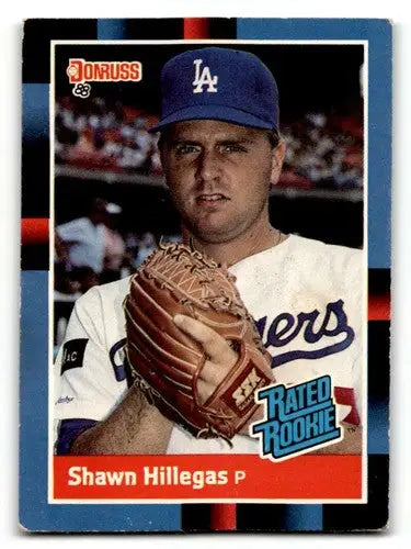 Original gloss Shawn Hillegas Los Angeles Dodgers baseball card from 1988 Donruss