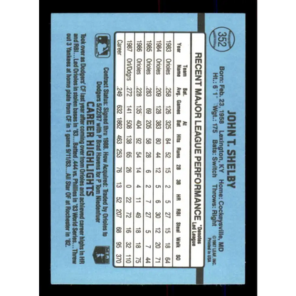 1988 Donruss #352 John Shelby EX Los Angeles Dodgers Baseball Card