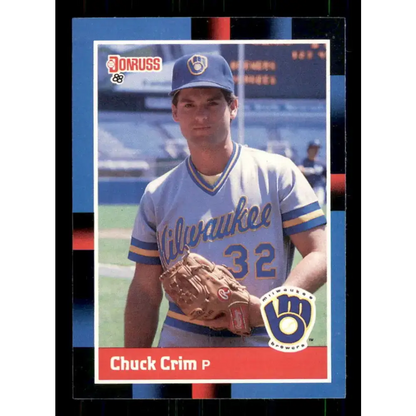 1988 Donruss #355 Chuck Crim EX Milwaukee Brewers Baseball Card