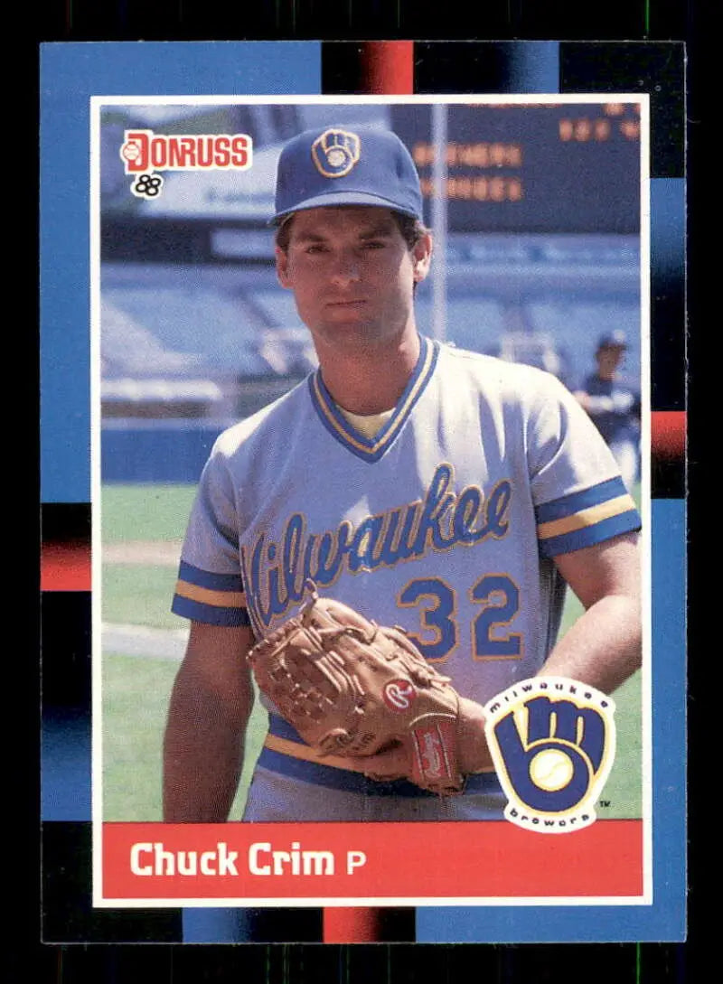 1988 Donruss #355 Chuck Crim NM-MT Milwaukee Brewers Baseball Card - Baseball Card Single