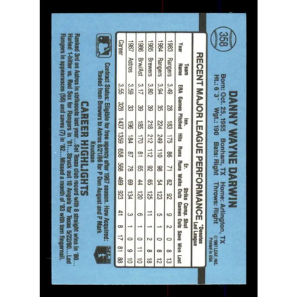 1988 Donruss #358 Danny Darwin EX Houston Astros Baseball Card