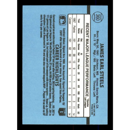 1988 Donruss #360 James Steels EX San Diego Padres Baseball Card