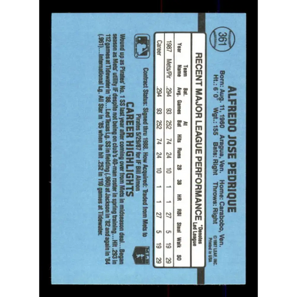 1988 Donruss #361 Al Pedrique EX Pittsburgh Pirates Baseball Card