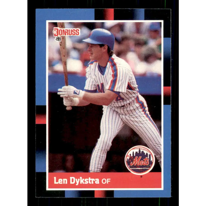 1988 Donruss #364 Lenny Dykstra EX New York Mets Baseball Card Image 1