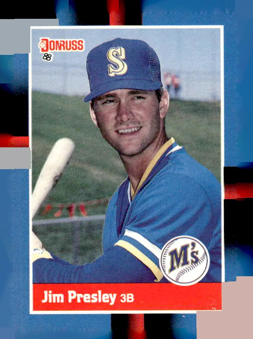 1988 Donruss Jim Presley baseball card #366c Jim Presley in Seattle Mariners uniform