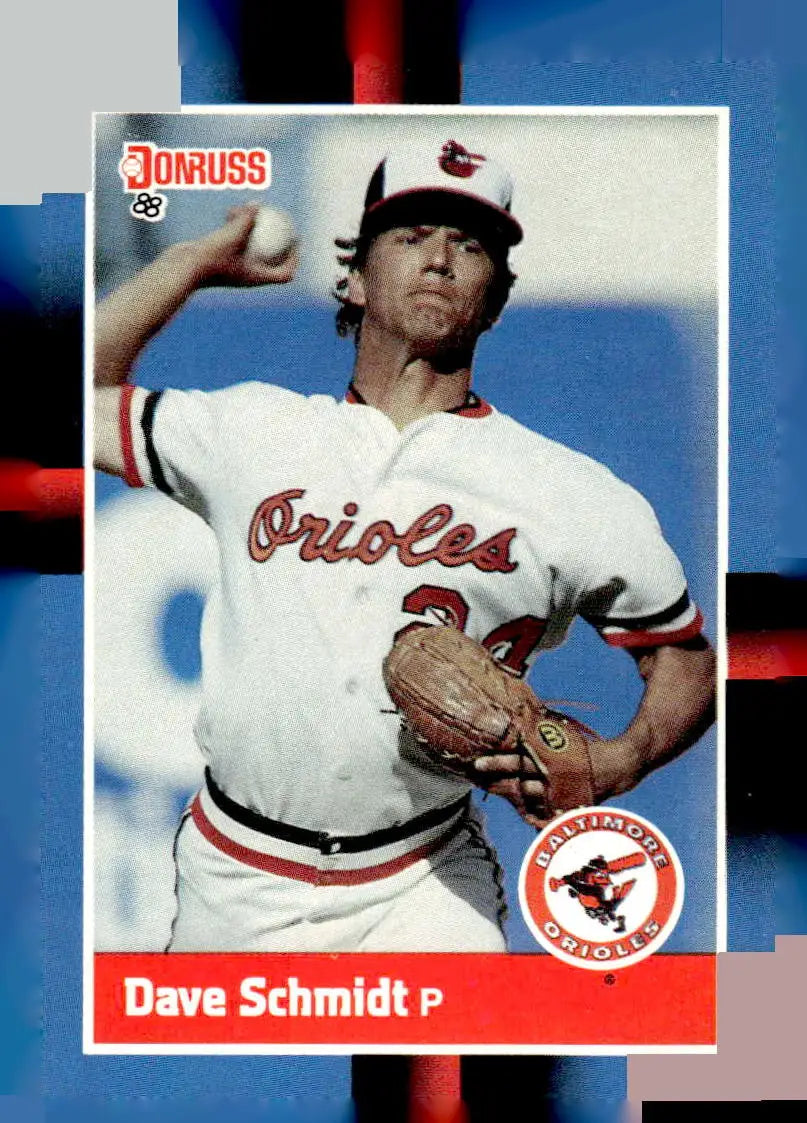 1988 Donruss Dave Schmidt baseball card featuring Dave Schmidt of the Baltimore Orioles