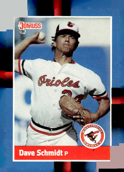 1988 Donruss Dave Schmidt baseball card featuring Dave Schmidt of the Baltimore Orioles