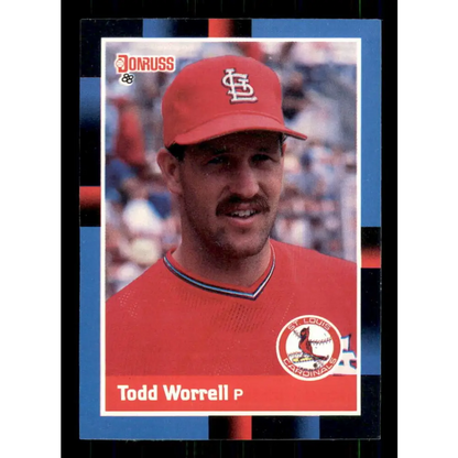 1988 Donruss #386 Todd Worrell EX St. Louis Cardinals Baseball Card Image 1