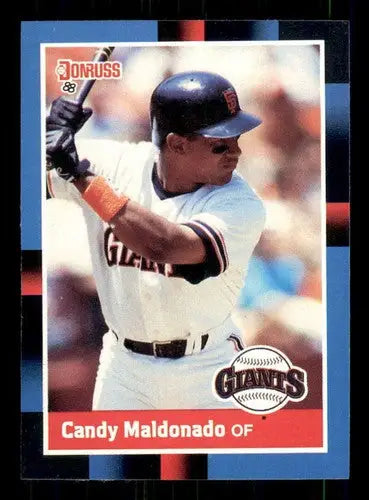 Original gloss 1988 Donruss Candy Maldonado baseball card featuring Giants player