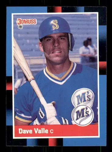 Original gloss 1988 Donruss Dave Valle baseball card featuring Mariners player Dave Valle