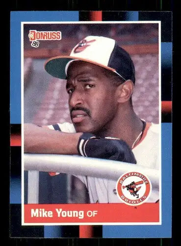 1988 Donruss Mike Young baseball card with original gloss from Orioles collection