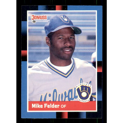 1988 Donruss #397 Mike Felder EX Milwaukee Brewers Baseball Card Image 1