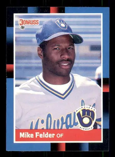 Original gloss Mike Felder baseball card from 1988 Donruss #397 featuring Brewers