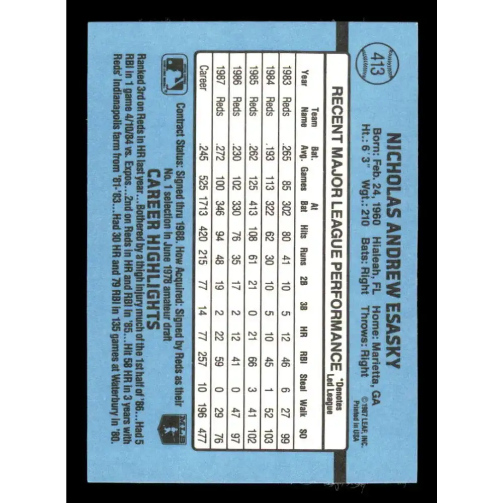 1988 Donruss #413 Nick Esasky EX Cincinnati Reds Baseball Card - Baseball Card Single