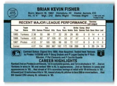 1988 Donruss #415 Brian Fisher