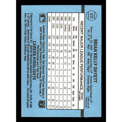 1988 Donruss #416 Brian Dayett EX Chicago Cubs Baseball Card