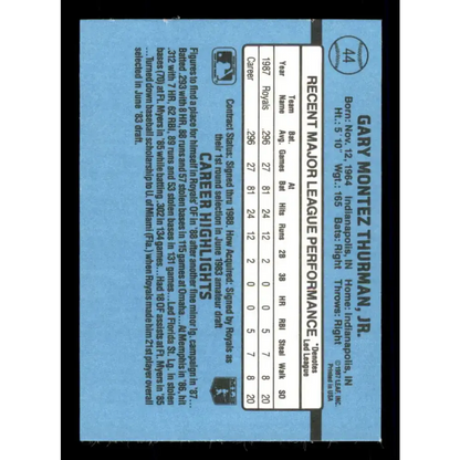 1988 Donruss #44 Gary Thurman EX Kansas City Royals Baseball Card