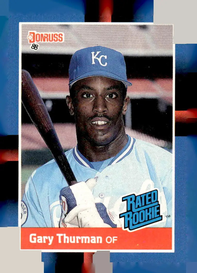 1988 Donruss Gary Thurman Rated Rookie baseball card featuring Kansas City Royals player