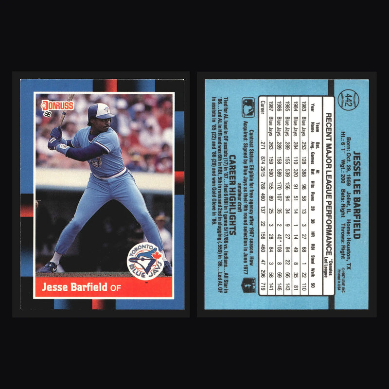 1988 Donruss #442 Jesse Barfield Toronto Blue Jays - Baseball Card Single