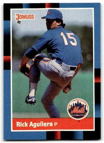 Original gloss 1988 Donruss Rick Aguilera baseball card Mets near mint collectible