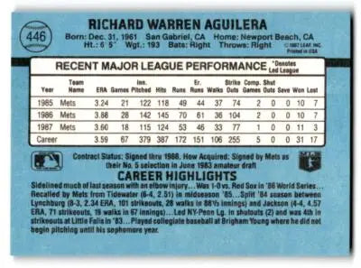 1988 Donruss #446a Rick Aguilera