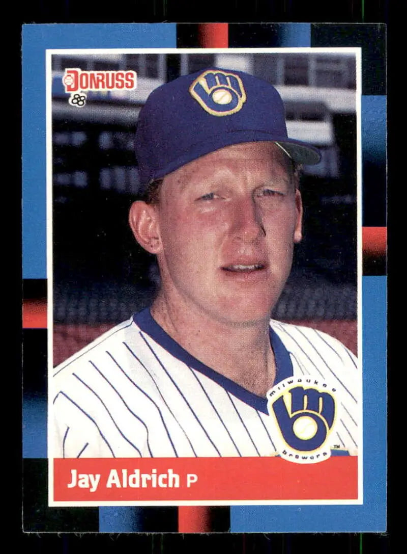 1988 Donruss #460 Jay Aldrich NM-MT RC Rookie Milwaukee Brewers Baseball Card - Baseball Card Single