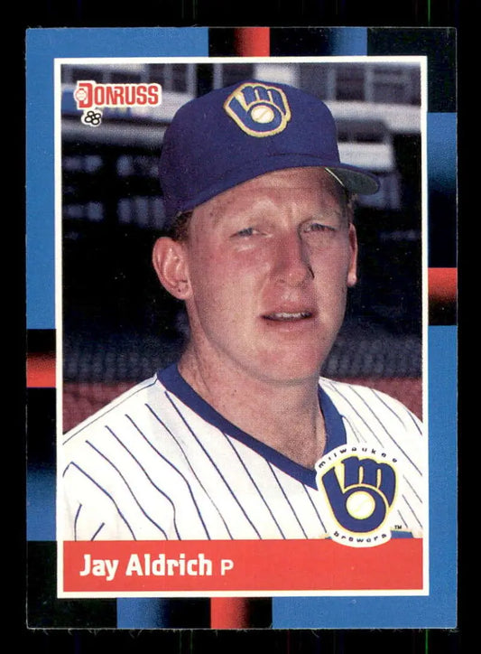 1988 Donruss #460 Jay Aldrich NM-MT RC Rookie Milwaukee Brewers Baseball Card - Baseball Card Single