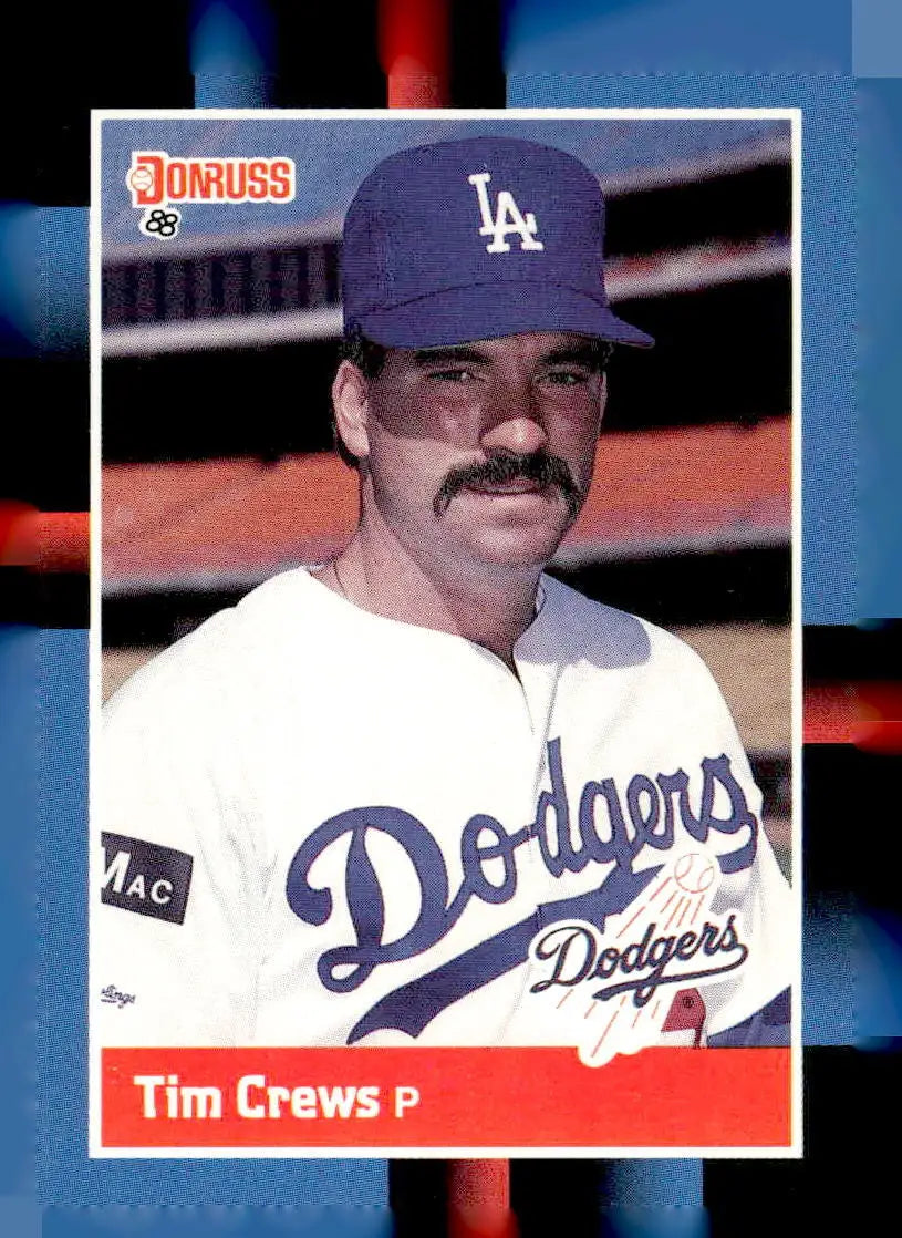 1988 Donruss Tim Crews baseball card of Los Angeles Dodgers player Tim Crews