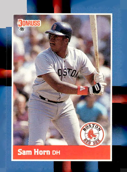 1988 Donruss Sam Horn baseball card featuring Sam Horn of the Boston Red Sox