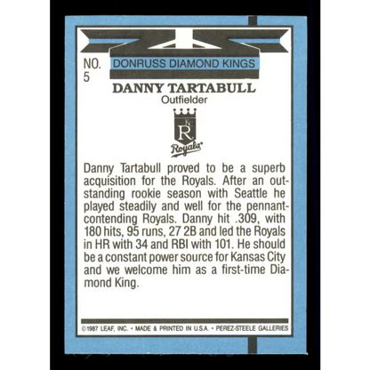 1988 Donruss #5 Danny Tartabull DK EX Kansas City Royals Baseball Card