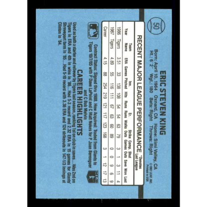 1988 Donruss #50 Eric King EX Detroit Tigers Baseball Card