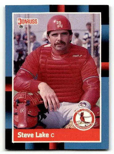 Original gloss 1988 Donruss Steve Lake Cardinals baseball cards image