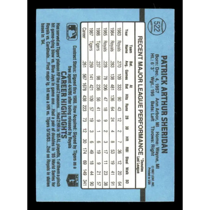 1988 Donruss #522 Pat Sheridan EX Detroit Tigers Baseball Card
