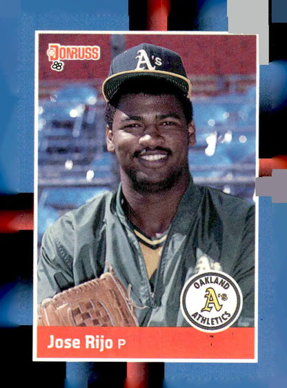 1988 Donruss #548b Jose Rijo baseball card featuring Oakland Athletics pitcher