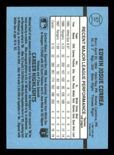1988 Donruss #57 Ed Correa NM-MT Rangers - Baseball Card Single